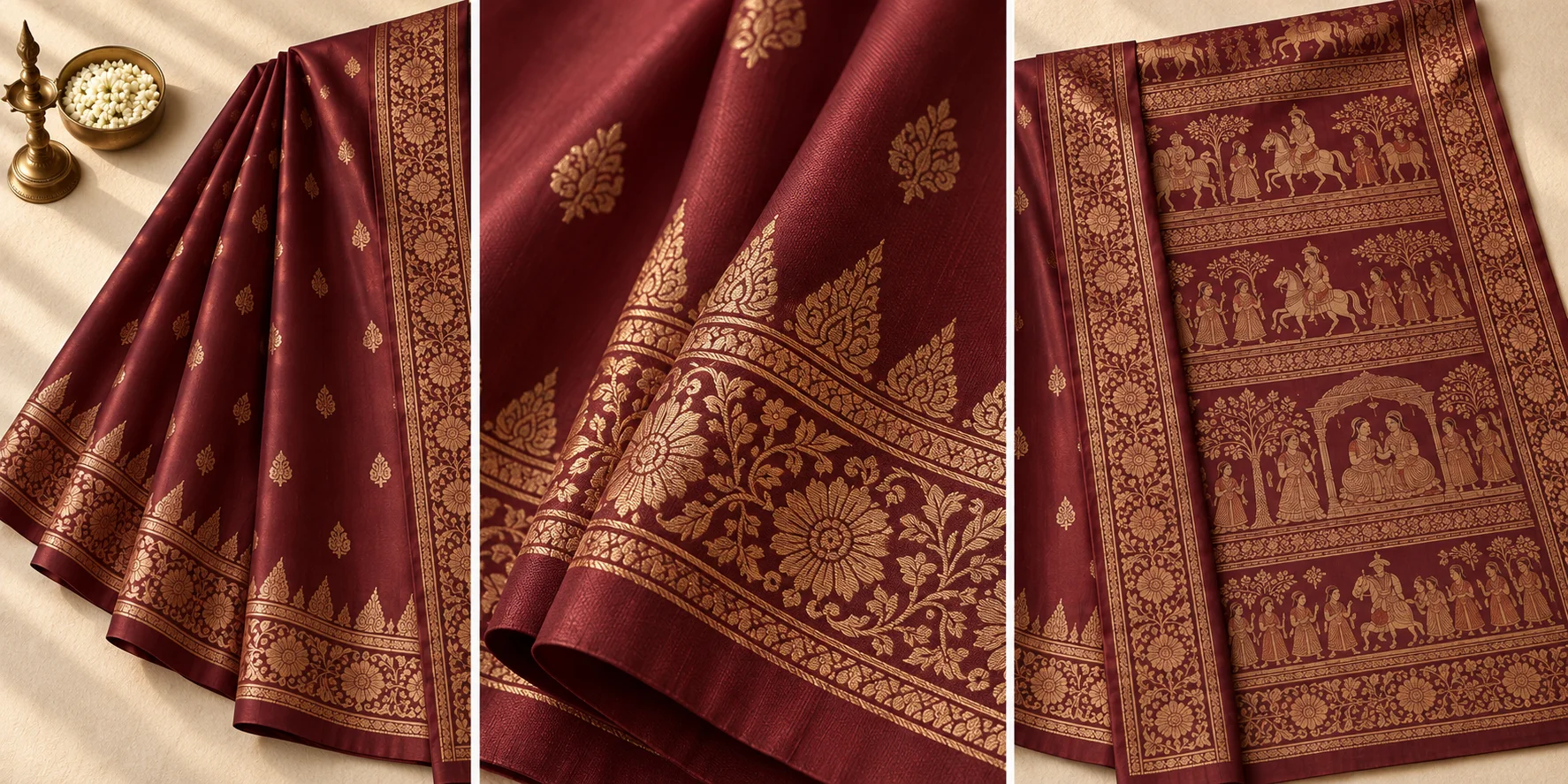 Ranga Oxblood Baluchari full drape