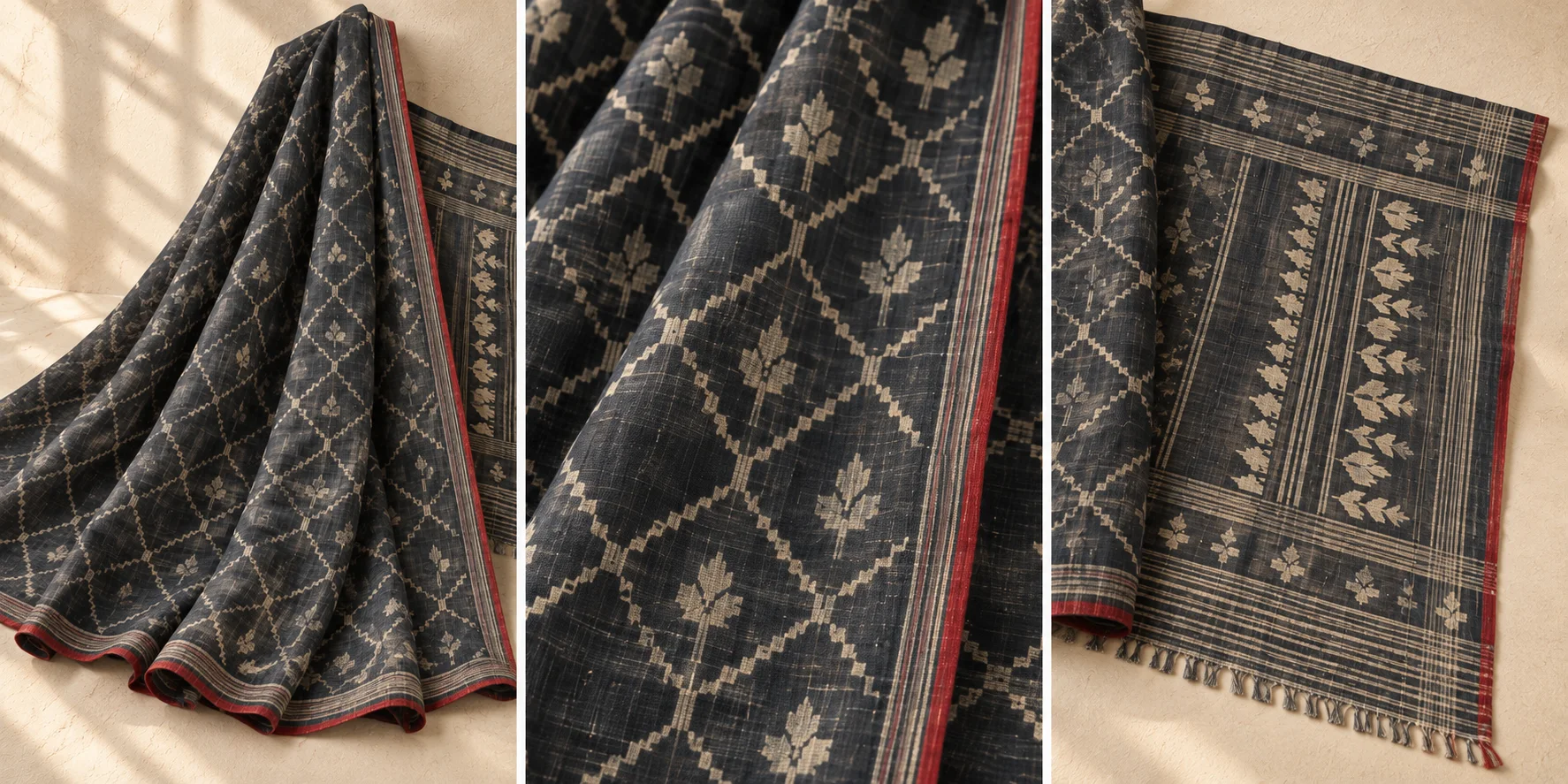 Nishi Indigo Jamdani full drape
