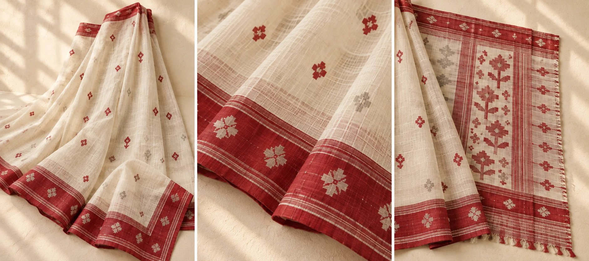 Shiuli Ivory Jamdani full drape